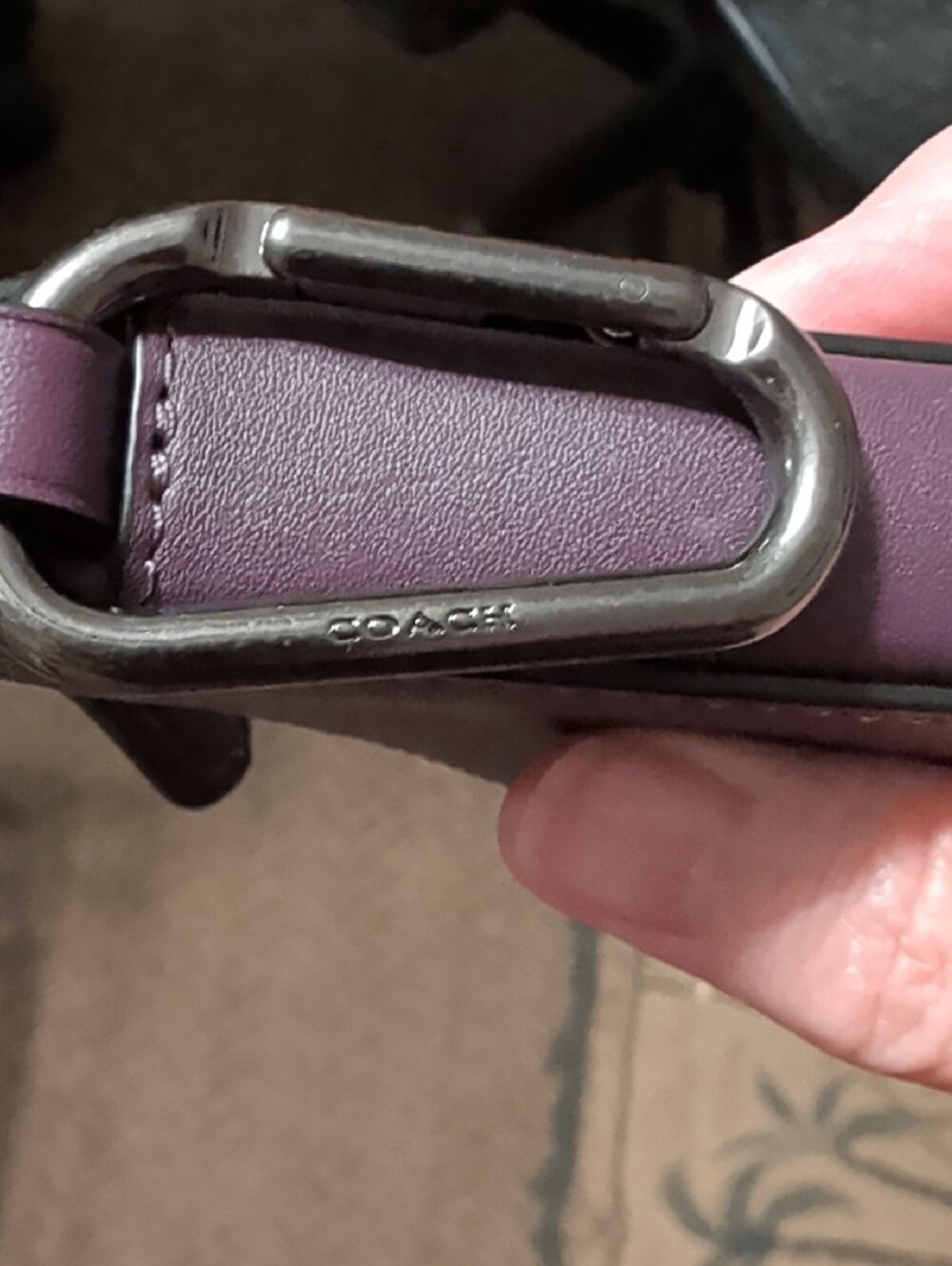 Coach Purple Triangle Leather Key Holder - Picture 2 of 16